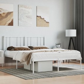 352530 vidaXL Cadru de pat metalic cu tăblie, alb, 140x200 cm
