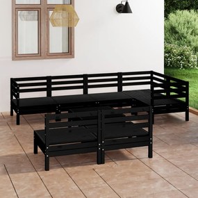 3082756 vidaXL Set mobilier de grădină, 8 piese, negru, lemn masiv de pin