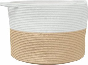 vidaXL Coș de rufe, bej și alb, Ø55x36 cm, bumbac