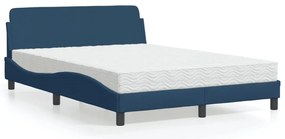 vidaXL Pat cu saltea, albastru, 140x200cm, material textil