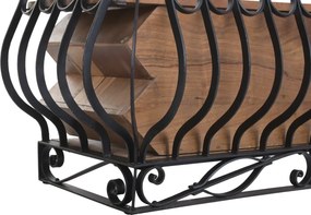 Bar din metal negru și lemn masiv, cu blat natur și rafturi, finisaj vopsit, 97 x 144 x 42 cm, „Périgord”