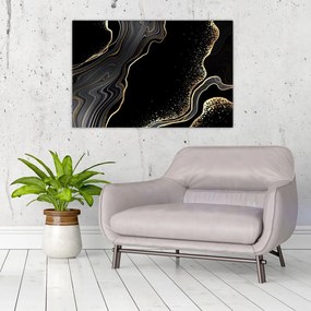 Tablou - Marmură negru - auriu (90x60 cm)