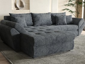 Colțar extensibil dumonde cu ladă de depozitare si sezut confortabil din spuma high-density, Loana Euphoria Graphit 270x185 cm