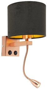 Lampa de perete moderna din cupru cu abajur din catifea neagra - Brescia