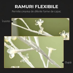 HOMCOM Brad de Mesteacăn cu 180 de Lumini LED Înălțime 180cm 3 Nivele de Luminozitate Alb | Aosom Romania