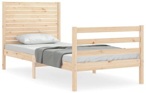 3194986 vidaXL Cadru de pat cu tăblie single mic, lemn masiv