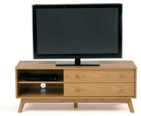 Comodă TV în culoare naturală cu aspect de lemn de stejar 130x50 cm Kensal – Woodman