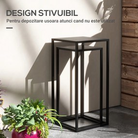 Outsunny Set de 2 Suporturi din Metal pentru Plante, Raft de Expunere a Florilor Stivuibil pentru Utilizare in Interior sau in Aer Liber | Aosom RO