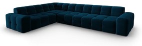 Colțar albastru închis cu tapițerie din catifea (pe partea stângă) Kendal – Micadoni Home