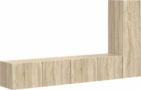 vidaXL Set comodă TV Pe perete 3 pcs Stejar Sonoma Lemn compozit