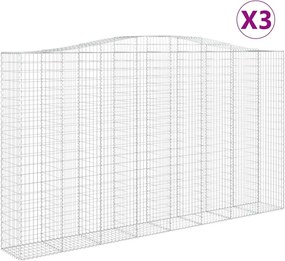 vidaXL Coșuri gabion arcuite, 3 buc, 400x50x220/240cm, fier galvanizat