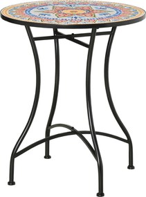 Outsunny Masa Rotunda Stil Bistro de 60 cm cu Mozaic pentru Gradina, Veranda, Exterior, Balcon, Gri | Aosom Romania