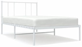 352524 vidaXL Cadru de pat din metal cu tăblie, alb, 100x200 cm