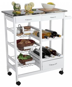 Carucior de servire, alb / marmura, SEMIR