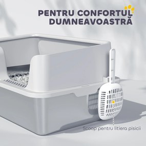 PawHut Litieră Inox, Bord Detasabil, Antimiros | Aosom Romania