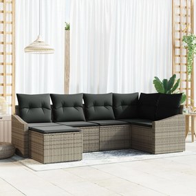 vidaXL Set de canapele pentru grădină 6 pcs Gri Rattan poli