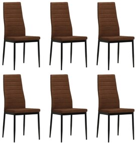 vidaXL Scaune de bucătărie, 6 buc. maro, material textil