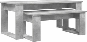 vidaXL Set de măsuțe de cafea 2 pcs Gri din beton Lemn compozit