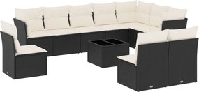 vidaXL Set canapele de grădină cu perne, 11 piese, negru, poliratan