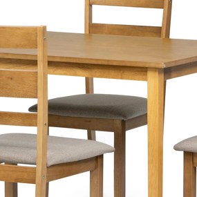 Set de masă din lemn masiv cu 4 scaune, 120 x 75 x75 cm, maro