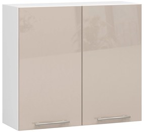 Dulap superior de bucătărie Ozara W80 H720 (alb + cappuccino lucios). 1071203