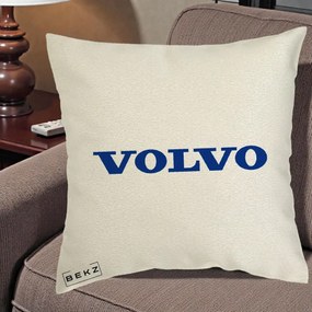 Perna Personalizata cu emblema Volvo, 40x40 cm, Ecru, Husa Detasabila, Perna Inclusa, BEKZ®