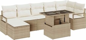 vidaXL Set de canapele pentru grădină 8 pcs Bej Rattan poli