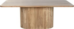 Masă dining din lemn de acacia, natur, 10 locuri, cu picior central, 76 x 200 x 100 cm, „Brindle”