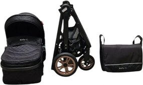 Carucior nou nascuti 2 in 1 Baby Care X2S, Maner reversibil, Cu geanta bebe, Amortizoare, Roti din cauciuc plin AVE, Spatar reglabil 3 trepte, Plasa