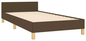 Cadru de pat cu tablie, maro inchis, 100x200 cm, textil Maro inchis, 100 x 200 cm, Benzi verticale