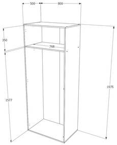 Dulap haaus Nero, 2 Usi, Stejar Sonoma, 80 x 52 x 200 cm