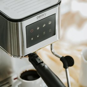Aparat de espresso 7-în-1 Camry CR 4389, 1200 W, 20 bar, 1,7 l, control PID, panou LCD tactil, încălzire cești, extracție la rece, oțel inoxidabil
