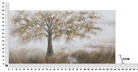 Tablou decorativ maro din panza si lemn de pin, 140 x 3,8 x 70 cm, Tree Dark Mauro Ferreti