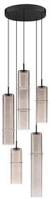 Lustra moderna cu 5 pendule LED, Metal, Sticla, Moca, SANO