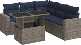 vidaXL Set mobilier grădină cu perne 6 piese gri poliratan/lemn acacia