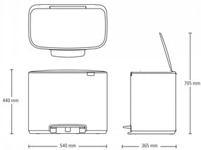 Cos pentru gunoi cu pedala Brabantia Bo Pedal 1000237, 36 L, Inchidere usoara, Baza antiderapanta, Rezistent la amprente, Inox/mat