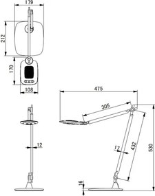 Globo 58272 - Lampă de birou LED PATTAYA, tactilă și dimabilă, 9W/230V, 3000/5000/6500K