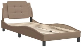 3208153 vidaXL Cadru de pat cu tăblie, cappuccino, 90x190 cm, piele ecologică