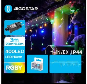 Instalație LED de Crăciun de exterior Aigostar 400xLED/8 funcții 23x0,6m IP44 multicolor