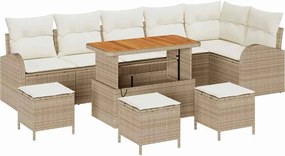 vidaXL Set de canapele pentru grădină cu pernă 10 pcs Bej și crem