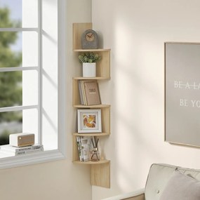 Polita de colt pentru perete ESTANTE, 5 rafturi cu decor stejar artisan, 126x20cm