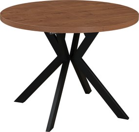 Masă de sufragerie extensibilă, stejar închis/negru, 100-250x75,5 cm, LUKOS