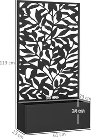 Outsunny Jardinieră cu spalier ghiveci dreptunghiular mărime mare panou de intimitate metal 61 x 23 x 113 cm negru | Aosom Romania