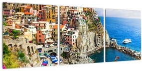 Tablou - Satul italian Manarola (cu ceas) (90x30 cm)