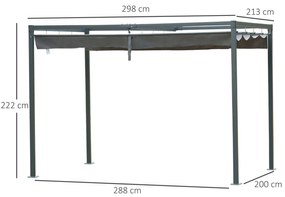 Outsunny Foisor Pergola cu Panza Glisanta pentru Exterior, 298 x 213 x 222 cm | Aosom Romania