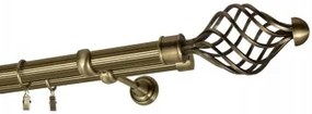 Galerie dubla NOVANO,teava neteda, suport perete, grosime 25 si 19mm, aur antic (Alege marime: 160 cm)