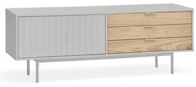 Comodă TV gri/în culoare naturală cu aspect de lemn de stejar 140x52 cm Sierra – Teulat