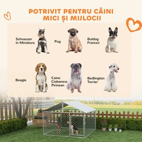 PawHut Cusca Joaca Exterior pentru Caini Mici/Mijlocii, Rezistenta cu Copertina Impermeabila | Aosom Romania