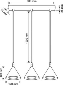 Brilagi - Lustră suspendată pe cablu CONE TRIPLE 3xGX53/15W/230V bej