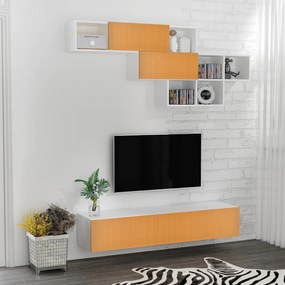 HOMCOM Dulap TV modern cu dulap de perete, centru de divertisment cu rafturi de depozitare pe perete pentru living | AOSOM RO